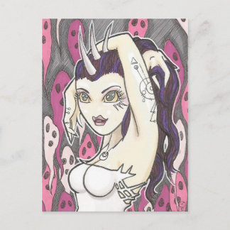 Cartão Postal Pink Ghosts Cartoon Fantasy Art Postcard