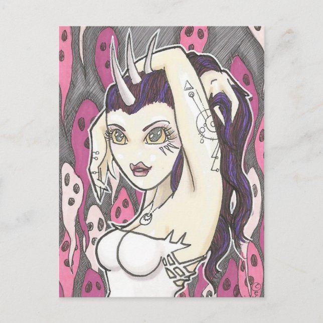 Cartão Postal Pink Ghosts Cartoon Fantasy Art Postcard (Frente)