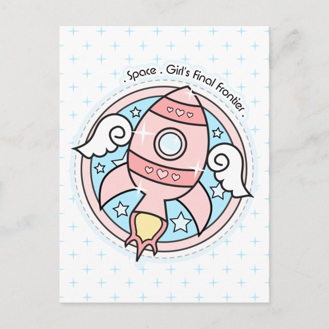 Cartão Postal Pink Girl Rocketship (Frente)