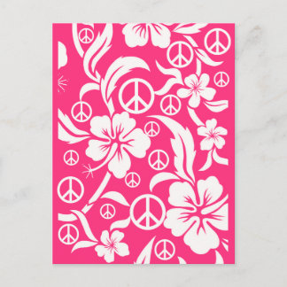 Cartão Postal Pink Hibiscus com Sinais de Paz POSTCARDS para Ele