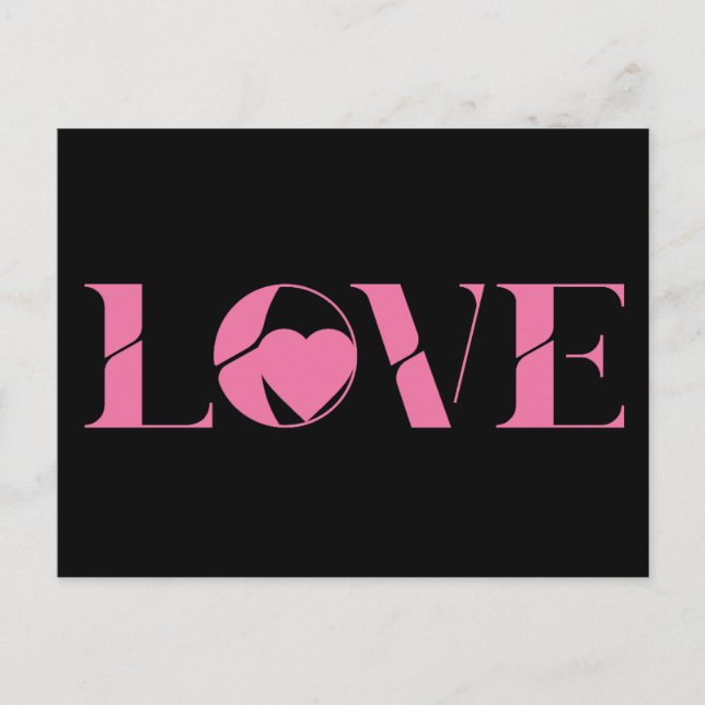 Cartão Postal Pink Love Text Valentine's day (Frente)