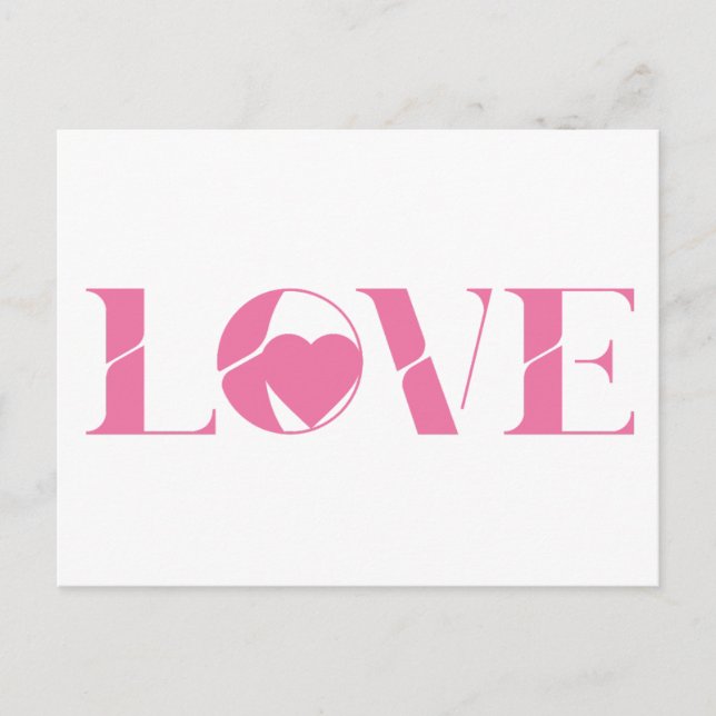 Cartão Postal Pink Love Text Valentine's day (Frente)