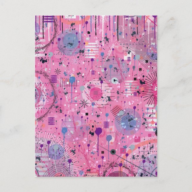 Cartão Postal Pink Maximalist Abstract Art  (Frente)