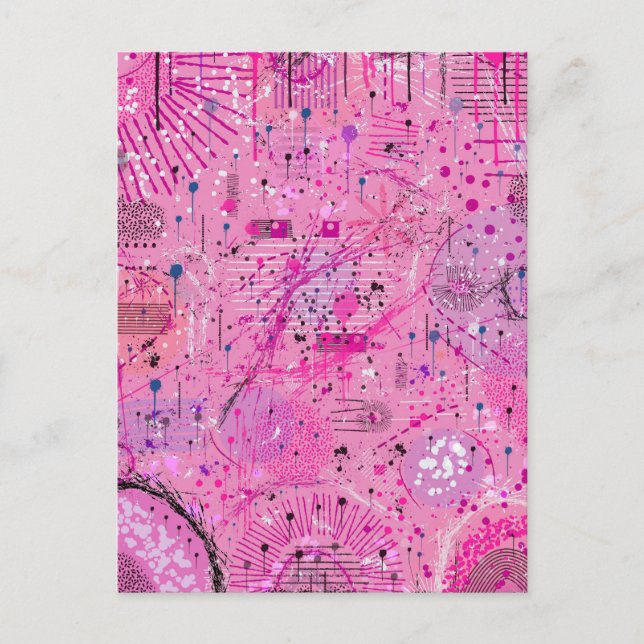 Cartão Postal Pink Maximalist Abstract: Raspberry Sundae (Frente)