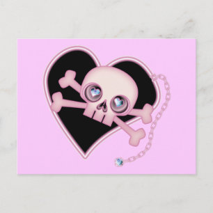 Cartão Postal Pink Neon Skull