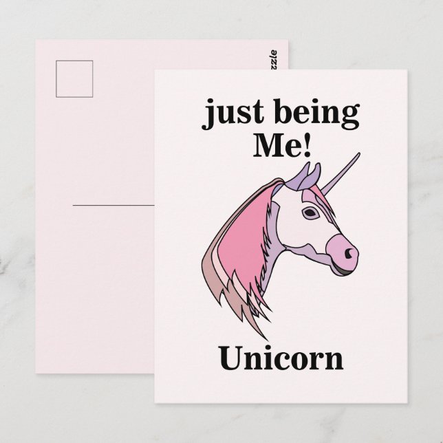 Cartão Postal Pink Purple Unicorn Head (Frente/Verso)