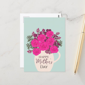 Cartão Postal Pink Roses Bouquet – Elegant Mother’s Day Floral 