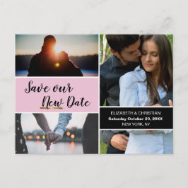 Cartão Postal Pink Salve Nosso Novo Casamento De Colagem De Foto