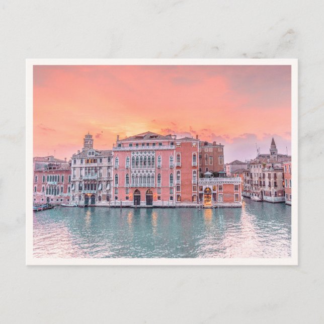 Cartão Postal Pink Sunset on the Grand Canal Venice Italy Photo (Frente)
