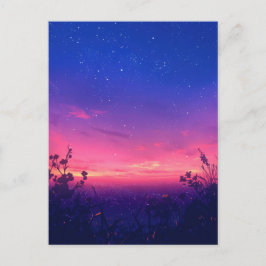 Cartão Postal Pink Twilight Starry Night Meadow