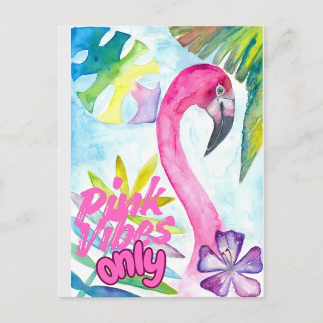 Cartão Postal Pink Vibes Only – Pink Flamingo (Frente)