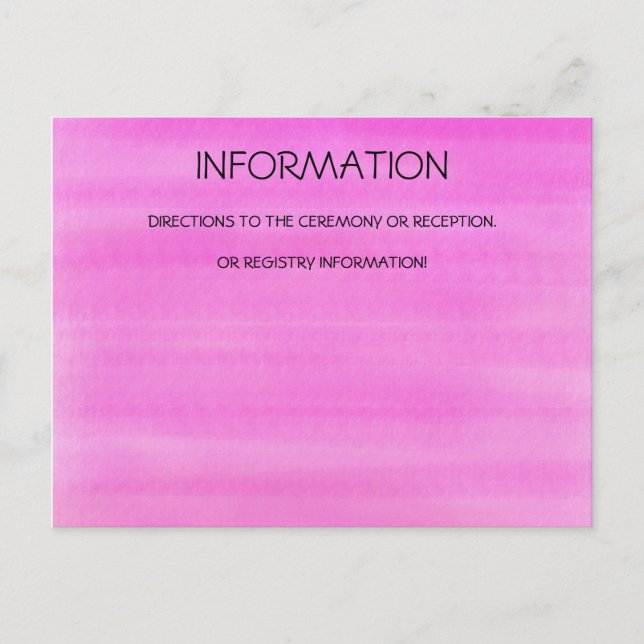 CARTÃO POSTAL PINK WATERCOLOR INFORMATION CARD (Frente)