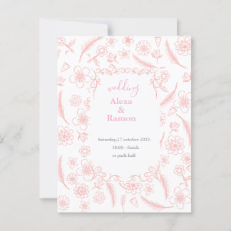 Cartão Postal pink wedding