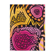Pink Yellow Boho Abstract Postcard