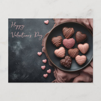 Cartão Postal Pinke Herzen aus Schokolade Valentinstag