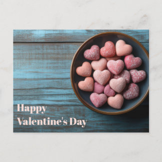 Cartão Postal Pinke Herzen in Schale Valentinstag