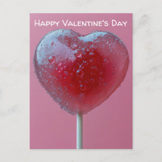 Cartão Postal Pinker Herz Lollipop Valentinstag