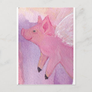 Cartão Postal Pinky the Flying Pig - When Pigs Fly