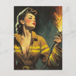 Cartão Postal Pino de Bombeiro Vintage