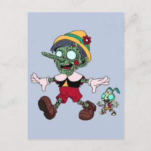 Cartão Postal Pinóquio e críquete Zombie