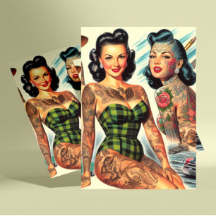 Cartão Postal Pinos Tatuados Vintage