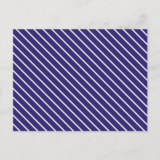 Cartão Postal Pinstripes diagonais - marinho azul e branco (Frente)