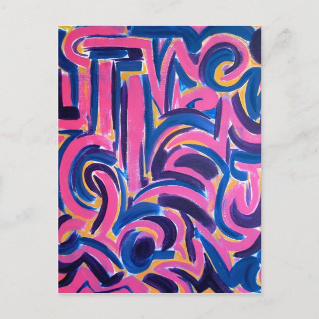 Cartão Postal Pintada Mão de Grafite-Abstrato de Arte da Grécia  (Frente)