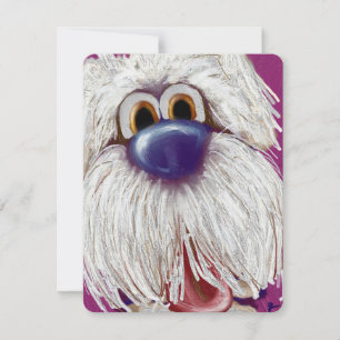 Cartão Postal Pintado a Óleo de Cachorro Feliz e A