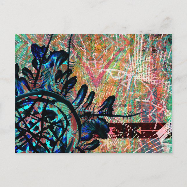 Cartão Postal Pintado Flor Tribal Boho Sudoeste Padrão de Seta (Frente)