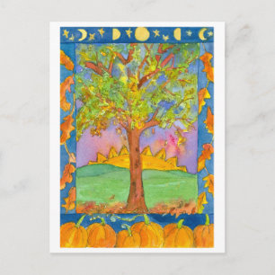 Cartão Postal Pintagem de Paisagem de Paisagem de Árvores de Ou