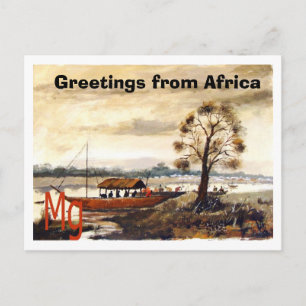 Cartão Postal PINTANDO 7 cópias, Saudações da África