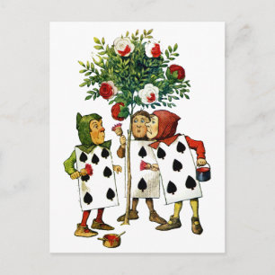 Cartão Postal Pintando as Rosas da Rainha em Alice no País das M