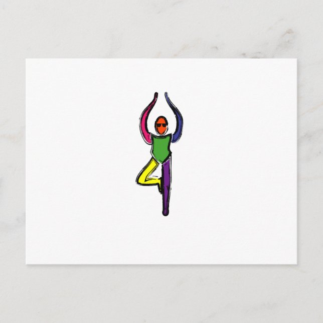 Cartão Postal Pintar a pose de ioga de árvore. (Frente)