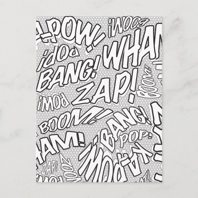 Cartão Postal Pinte-me Diversão Arte Pop de Livro de Quadrinhos  (Frente)