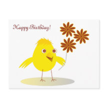 Pintinho feliz com flores