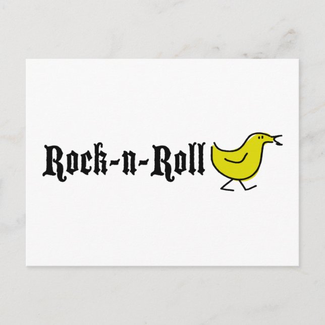 Cartão Postal Pintinho Rock-N-Roll (Frente)