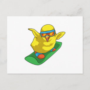 Cartão Postal Pintinho Snowboarder Snowboard