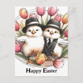 Cartão Postal Pintinhos engraçados de Páscoa de vinheta