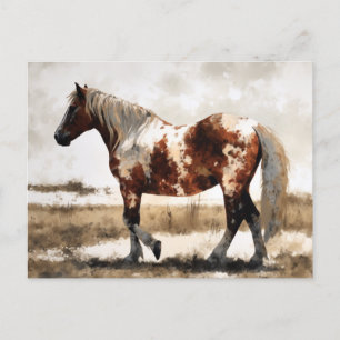 Cartão Postal Pinto Horse Watercolor