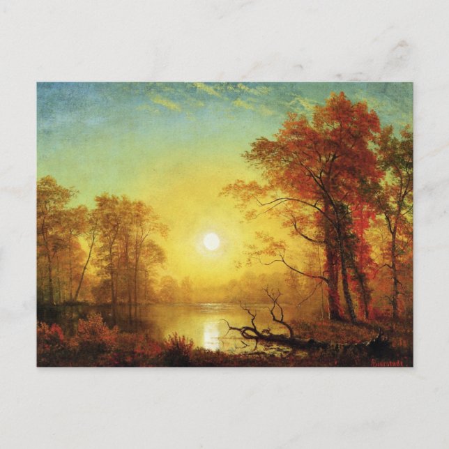 Cartão Postal Pintor Albert Bierstadt, Sunrise (Frente)
