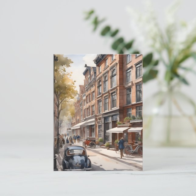 Cartão Postal Pintor aquoso de Amsterdã (Em pé/Frente)