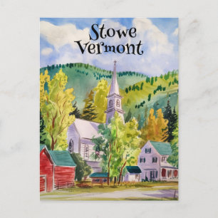Cartão Postal Pintor de aquarela de Stowe Vermont Village