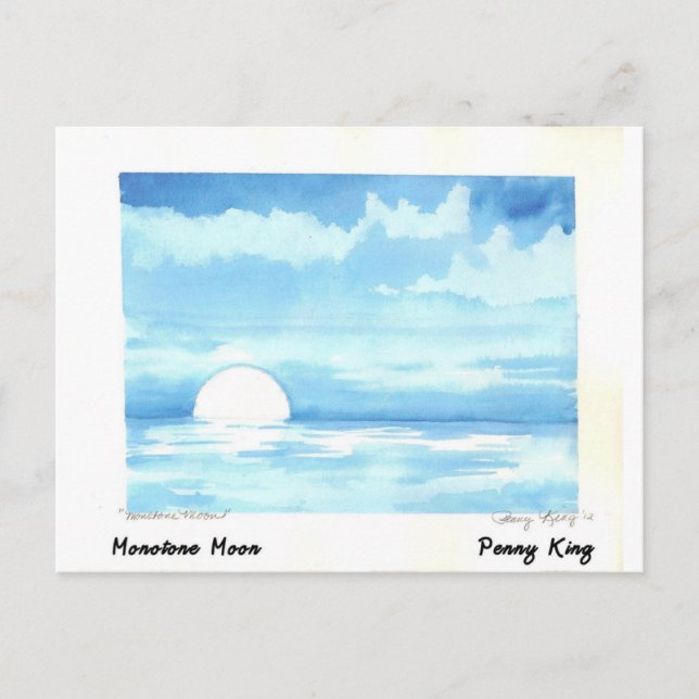 Cartão Postal Pintor de Aquarela Original Monotone Moon (Frente)
