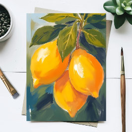 Cartão Postal Pintor de Fruta de Aquarela de Árvore Limão