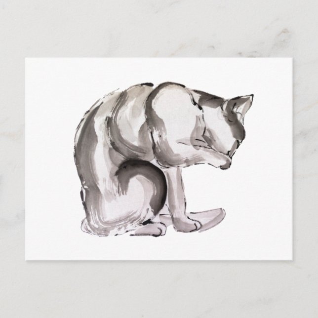 Cartão Postal Pintor de tinta de verão para lavagem de gatos (Frente)