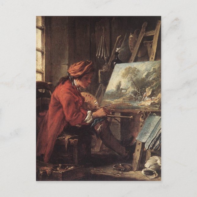 Cartão Postal Pintor em seu Studio - François Boucher (Frente)