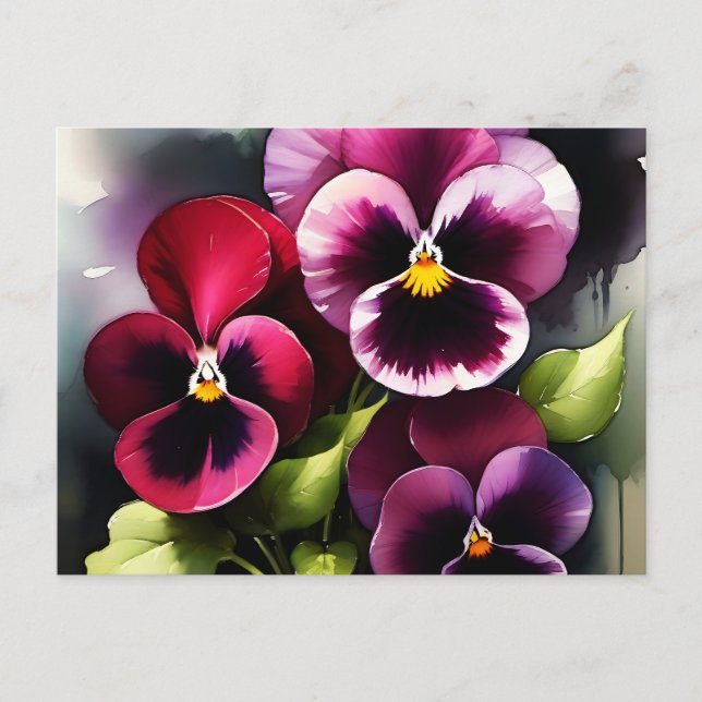 Cartão Postal pintura a aquarela bonito maroon daek vermelha pan (Frente)