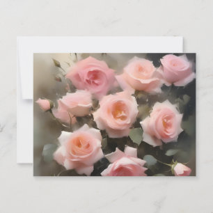 Cartão Postal pintura a aquarela de rosas rosa bonito