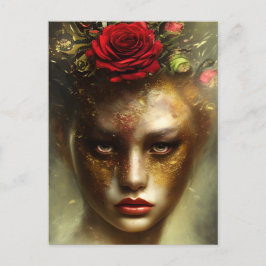 Cartão Postal Pintura a Óleo Bordas Queimadas Vintage Envelhecid