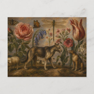 Cartão Postal Pintura a Óleo Botânica e Vida Selvagem da Florest